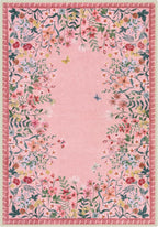 Wonnitar Washable Rug, 5x7 Pink Rugs for Living Room, Floral Print Non-Slip Area Rugs for Bedroom Girls, Soft Large Throw Carpet for Kids Nursery Room (Pink,5'x7')