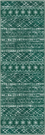 KUTA Christmas Washable Hallway Runner Rug, 2x6 Non-Slip Vintage Boho Rugs Kitchen Runners Green Ultra Soft Distressed Geometric Floor Carpet for Bedroom Laundry Living Room