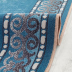 Antep Rugs Alfombras Bordered Modern 4x6 Non-Slip (Non-Skid) Low Pile Rubber Backing Indoor Area Rug (Turquoise Blue, 4' x 5'8")