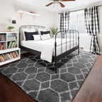 ONASAR Large Area Rugs for Living Room, 7x10 Grey and White Rug, Moroccan Thick Floor Mat for Bedroom Home Decor Aesthetic, Soft Fuzzy Shaggy Plush Fluffy Geometric Carpet for Dorm Classroom