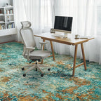Washable Area Rugs for Living Room 9x12 - Large Neutral Modern Abstract Rug, Soft Low Pile Carpet with Non Slip Backing for Under Dining Room Table, Bedroom, Home, Office, Dorm - Teal Brick