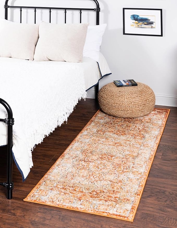 Unique Loom Isabella Collection Area Rug - Adjani (2' 7" x 10' Runner, Rust Red/ Black)