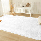Andency White Soft Area Rugs for Living Room Bedroom, 3x5 Non-Slip Fluffy Shag Carpet, Indoor Floor Fuzzy Shaggy Living Room Plush Rug for Kids Dorm Nursery Home Decor Aesthetic