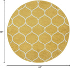 Rugs.com Lattice Frieze Collection Rug – 4' Round Yellow Medium Rug Perfect for Kitchens, Dining Rooms