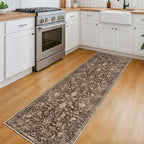 KILOCOCO Hallway Runner 2x6 Rug Runner Printed Floral Washable Kitchen Runners Non-Slip Rubber Backed Runners for Hallways Laundry Room Distressed Boho Rugs for Entryway Bedroom, Rust Brown Red