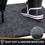 PURRUGS Dirt Trapping Door Mat 34" x 59", Non-Slip Machine Washable Entry Rug, Shoe Scraper, Dog Doormat, Super Absorbent Welcome Mat for Front & Back Door, Muddy Shoes & Paws, Bluish Grey-Black