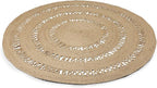 REDEARTH · Round Area Rug - 5 Feet Braided Scalloped Earthy Trails Jute Rug- Artisan Made Boho Jute Patterned Rugs for Bedroom, Kitchen, Living Room, Farmhouse, Aesthetic, Handmade Vintage Décor