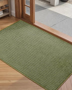 Color&Geometry Front Door Mat Indoor Non Slip Rubber Backing, 32"x48" Ultra Thin Entryway Doormat, Soft Absorbent Inside Doormat Washable Easy Clean Rugs for Entryway, Green (Rolled-up NO Creases)