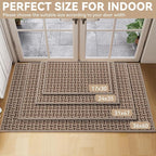 Door Mat 31x47, Dirt Resistant and Absorbent, Non-Slip Rubber Backing Floor Mats, Easy Clean Low-Profile Doormat for Entryway, Front Door, Inside Entrance Brown