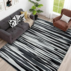 YIHOUSE 5×7 Ft Area Rugs for Living Room: Modern Abstract Black Grey and White Rug - Nonslip Washable Striped Rug for Bedroom Dining Room Office Playroom Nursery Home Decor