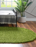 Unique Loom Solid Shag Collection Area Rug (3' 3" x 5' 3" Oval, Grass Green)