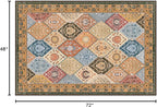 Phantoscope Washable Area Rug 4'x6' Non-Slip, Vintage Boho Rugs for Living Room, Bedroom, Dining Room, Distressed Moroccan Mosaic Diamond Pattern, Low-Pile Foldable Floor Carpet, Terracotta/Rust