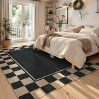 Moynesa Checkered Easy Jute Outdoor Rug 8x10 Area Rugs for Living Room, Black Washable Indoor Outdoor Patio Rug Non Slip, Large Farmhouse Carpet for Bedroom Dining Room Backyard