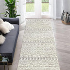 KUTA Moroccan Boho Runner Rug 2.6x10 Non-Slip Vintage Beige Washable Hallway Kitchen Rugs Ultra Soft Distressed Geometric Floor Carpet Runners for Bedroom Laundry Living Room