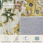 Lahome Bohemian Floral Medallion Area Rug - 4x6 Soft Rugs for Living Room Washable Rugs for Bedroom, Vintage Non Slip Indoor Carpet for Apartment Dining Room Kitchen Foyer RV, Yellow/Green/Multi