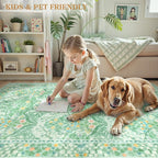 Lahome Floral Entryway Rug, 2x3 Kitchen Rugs Non Slip Washable Boho Green Forest, Soft Door Mat Indoor Entrance, Ultra-Thin Easy Clean Small Throw Carpet for Bedroom Bathroom, Sage Green
