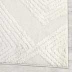 Antep Rugs Palafito 6x9 Geometric Shag Diamond High-Low Pile Textured Indoor Area Rug (White, 6'7" x 9')