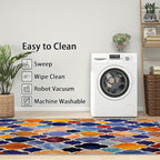 Moroccan Rugs for Living Room -Moroccan Trellis Rug, 5x8 ft, Colorful Geometric Area Rug, Oriental Tile Washable Non-Slip Stain Resistant, Traditional Patchwork Home Decor & Gifts