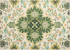 Phantoscope Washable Area Rug 5'x7' Non-Slip, Vintage Boho Rugs for Living Room, Bedroom, Dining Room, Neutral Green Floral Medallion Pattern, Low-Pile Foldable Floor Carpet, Forest Green/Cream