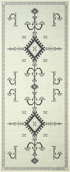 GLN Rugs Contemporary Collection - Machine Washable Area Rug, Contemporary Washable, Non Slip, Low Pile Chenille Rug, Living Room, Bedroom, Kitchen Rug (2'6" x 10' Cream/Anthracite)
