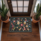 Door Mat Indoor Entrance 2x3 Rug Non-Slip Bathroom Small Rugs Stain Resistant Washable Rug for Kitchen Vintage Floral Entry Rug Front Door Mat (2x3 Black)