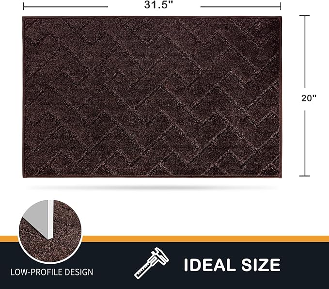 PURRUGS Dirt Trapping Door Mat 20" x 31.5", Non-Slip Machine Washable Entry Rug, Shoe Scraper, Dog Doormat, Super Absorbent Welcome Mat for Front & Back Door, Muddy Wet Shoes & Paws, Brown