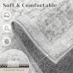 10x14 Area Rugs for Living Room: Washable Large Vintage Floral Rug Low Pile Non-Slip Boho Carpet for Bedroom Dining Home Office (Grey, 10'x14')