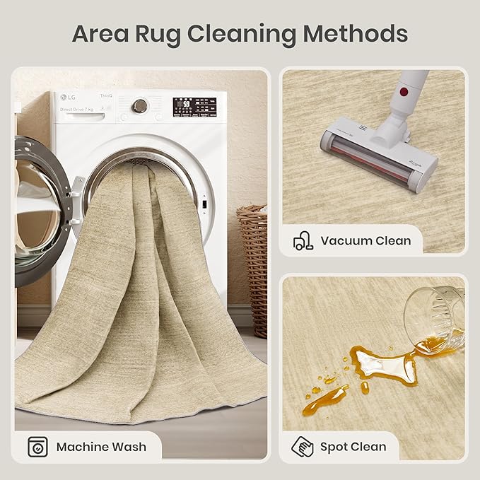 Valenrug Washable Rug 8x10 - Stain Resistant 8x10 Area Rugs for Living Room, Non Slip Backing Printed Rugs for Bedroom, Folable Machine Washable Area Rug (8'x10', Brown)