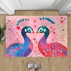 Cartoon Peacock Rug Small - 2x3 Rug, Colorful Peacock Washable Rugs for Living Room, Floral Botanical Carpet, Boho Non-Slip Area Rugs for Bedroom, Peafowl Carpet - Peafowl Home Decor & Gifts