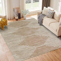 HelloTree Area Rug for Living Room 5x7 Washable Geometric Moroccan Rug Stripe Farmhouse Bohemian Minimalistic Non Slip Non Shedding Ultra Thin Soft Rug for Bedroom Office DiningRoom Nursery-Pink&Khaki