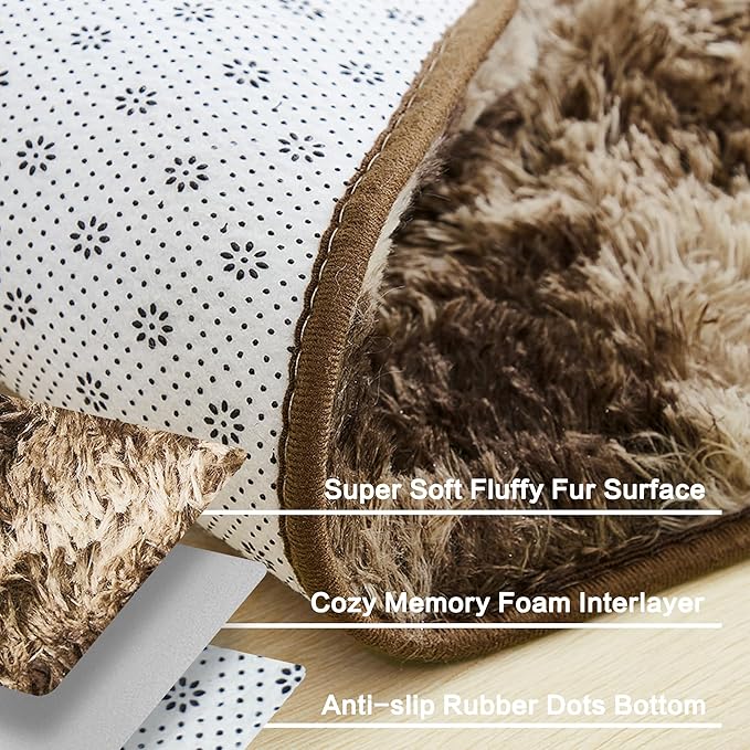 Andency 6x9 Area Rugs, Large Shag Fluffy Soft Shaggy Rugs for Living Room Bedroom, Non-Slip Tie-Dyed Brown Thick Plush Carpet for Kids Girls and Boys, Dorm Nursery Home Decor Aesthetic