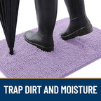 OLANLY Dog Door Mat for Muddy Paws 44x24, Absorbs Moisture and Dirt, Absorbent Non-Slip Washable Doormat, Quick Dry Chenille Mud Mat for Dogs, Entry Indoor Entryway Carpet for Inside Floor, Lavender