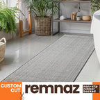 10ft Custom Cut Runner Rug for Narrow Hallways Kitchens - Striped Grey | Non-Slip & Washable | No-Fray Edge Finished