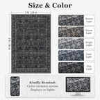 Charcoal Black Entryway Rug Indoor, 2x3 Small Door Rugs for Entry Way/Kitchen/Bathroom, Washable Non Slip Low Pile Thin Door Mat Indoor Entrance, Vintage Retro Dark Rug with Decorative Fringe