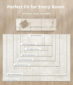 Area Rug 4x6 Entryway Rugs - Machine Washable Vintage Boho Area Rug Non-Slip Bedroom Rugs Soft Stain Resistant Living Room Carpet, Oriental Distressed Rug for Dining Room Office Nursery(Ivory, 4'x6')