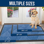 Kitinjoy Front Door Mat Outside Entrance, Sturdy Natural Dirt Trapper, Heavy Duty Rubber Doormat, Low Profile Non-Slip Backing, Easy Clean Floor Mat for Indoor Outdoor Entry, 35X23 Inch, Blue