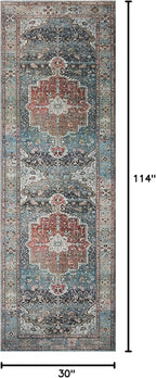 Loloi Margot Collection MAT-05 Ocean/Brick 2'-6" x 9'-6" Runner Rug feat. CloudPile, No-Shed Easy Clean Large Patterned Area Rug for Living Room, Bedroom, Dining Area