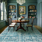 6x9 Abstract Area Rugs for Living Room, Modern Teal Blue Washable Indoor Rug for Bedroom, Thin Soft Large Non-Slip Carpet for Dining Room Home Office Farmhouse Decor