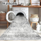 Area Rug 4x6 Washable Rug Gray Vintage Traditional Floor Cover Foldable Thin Retro Accent Indoor Distressed Non Slip Carpet Floral Print Mat Bedroom Living Room Bathroom