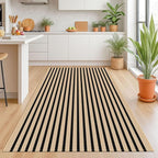 KOZYFLY Brown and Black Striped Rug 4x6 Ft Area Rug Washable Indoor Outdoor Rug Cotton Door Mat for Double Front Door Entryway Patio Porch Living Room Carpet