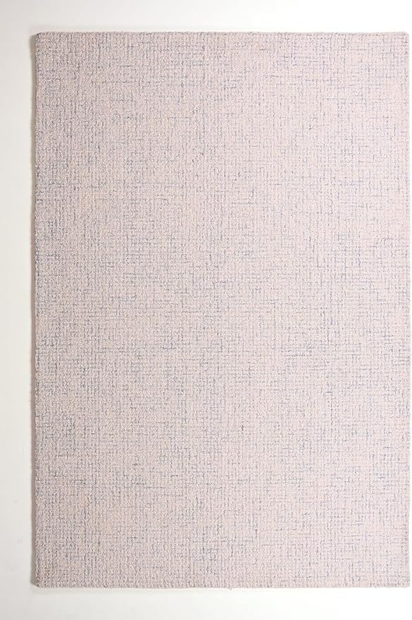 Hand-Tufted 100% Wool Pile Area Rug – Geometric Textured Grid Check Pattern – Thick and Durable Floor Carpet for Bedroom, Living Room, Kids Room, and Dining Area (Ivory Blue, 9' x 13')