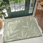 LUMI Front Door Mat Indoor Entrance 36"x60", Low Profile Welcome Mat, Non-Slip Washable Doormat with Rubber Backing for Entrance, Patio, Garage, Green