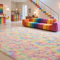 Zentavio Unicorn Rugs for Girls Room 9x12 Area Rugs for Living Room Carpet for Bedroom Washable Soft Fluffy Shag Aesthetic Plush High Pile Rug for Nursery Kids Room Dorm Room Rainbow