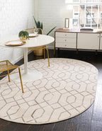Unique Loom Marilyn Monroe Glam Collection Area Rug - Trellis (7' 10' x 10' Oval, White Silver/ Silver)