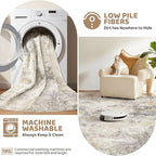 6ft Round Area Rug Living Room Rugs - 6x6 Washable Neutral Modern Abstract Soft Thin Rug Indoor Floor No Slip Rug Carpet for Bedroom Under Dining Table Home Office Decor - Golden Grey