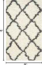 SAFAVIEH Dallas Shag Collection Accent Rug - 3' x 5', Ivory & Dark Grey, Trellis Design, Non-Shedding & Easy Care, 1.5-inch Thick Ideal for High Traffic Areas in Foyer, Living Room, Bedroom (SGD257H)