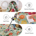 Rug Runners 2x6, Floral Green Washable Kitchen Rugs for Hallways Area Rugs, Non Slip Long Rug Low Pile Doormat Flower Carpet for Kitchen, Entryway Indoor, Bedroom, Bathroom, Laundry, Sage Green