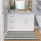 KOZYFLY Black and White Striped Porch Runner Rug 2x4.3 Ft Washable Outdoor Rug Farmhouse Outdoor Doormats Double Front Door Rug Striped Runner for Front Door Kitchen Hallway Bathroom