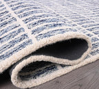 Hand-Tufted 100% Wool Area Rug – Unique Modern Geometric Grid Pattern, Soft Plush Textured Carpet for Living Room, Bedroom, Dining Room & Entryway (Denim Blue, 5' x 8')