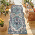 Enkor Runner Rugs for Hallway, 2x6 Washable Soft Boho Non Slip Floor Rugs for Kitchen, Modern Mat for Living Room Bedroom Entryway Purple & Green